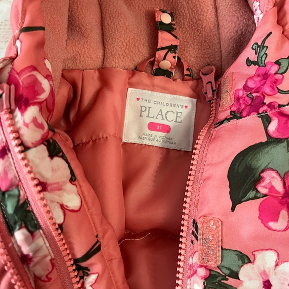 The Children's Place Pink Floral Puffer Jacket - Picture 2 of 4